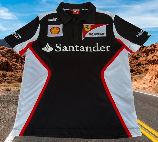 F1 FORMULA ONE MEN S SCUDERIA FERRARI TEAM PUMA BLACK SPORTS POLO SHIR vintage soccer jersey