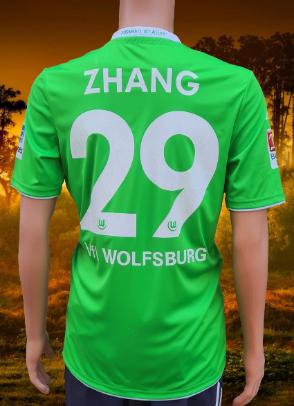 Vintage Soccer Jersey Kappa German Bundesliga VFL Wolfsburg 2014 2015 DFB POKAL Zhang 29 Home Kappa Jersey Shirt Trikot Large