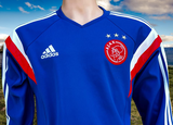 DUTCH EREDIVISIE AJAX AMSTERDAM 2014-2015  EREDIVISIE 2ND  ADIDAS TOP BLUE/ TORO/WHITE TRAINING SWEATSHIRT L CODE F83988