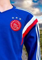 DUTCH EREDIVISIE AJAX AMSTERDAM 2014-2015  EREDIVISIE 2ND  ADIDAS TOP BLUE/ TORO/WHITE TRAINING SWEATSHIRT L CODE F83988