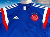 DUTCH EREDIVISIE AJAX AMSTERDAM 2014-2015  EREDIVISIE 2ND  ADIDAS TOP BLUE/ TORO/WHITE TRAINING SWEATSHIRT L CODE F83988