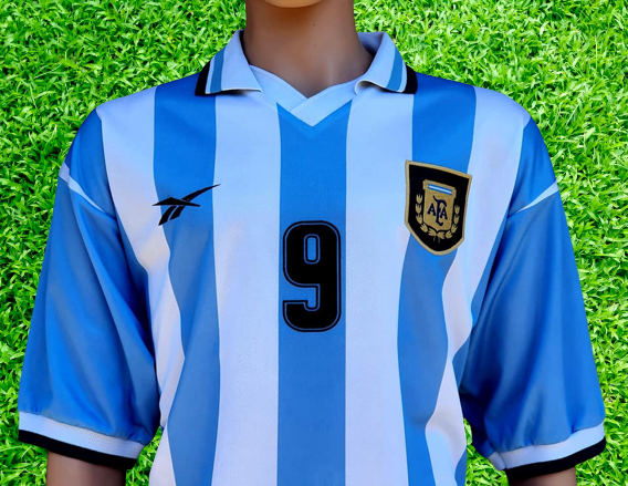 Vintage Soccer Jersey Reebok Argentina 1999 Copa America Qualification Group Stage Batistuta 9 Home Reebok Jersey Shirt Camiseta Large 42 44