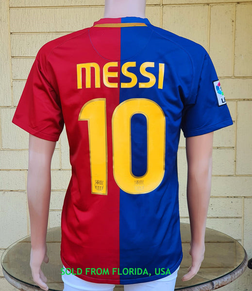 SPANISH LA LIGA BARCELONA FC 2008-2009 TREBLE MESSI 10 JERSEY AUTHENTIC NIKE SHIRT CAMISETA  SMALL CODE # 286784-655  SOLD !!!!