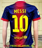 SPANISH LA LIGA BARCELONA FC 2012-2013 LA LIGA CHAMPION MESSI 10 JERSEY AUTHENIC NIKE SHIRT CAMISETA SMALL SOLD!!