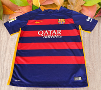 SPANISH LA LIGA BARCELONA FC 2015-2016 LA LIGA TREBLE HOME JERSEY NIKE SHIRT CAMISETA 13-14 YRS OLD  #659032-422