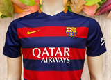 SPANISH LA LIGA BARCELONA FC 2015-2016 LA LIGA TREBLE HOME JERSEY NIKE SHIRT CAMISETA 13-14 YRS OLD  #659032-422