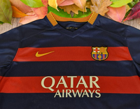 SPANISH LA LIGA BARCELONA FC 2015-2016 LA LIGA TREBLE HOME JERSEY NIKE SHIRT CAMISETA 13-14 YRS OLD  #659032-422