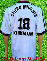 GERMAN BUNDESLIGA BAYERN MUNICH 1995-96 UEFA CUP CHAMPION TOP GOAL SCORER Jürgen KLINSMANN AWAY ADIDAS JERSEY SHIRT TRIKOT XL  SOLD !!!