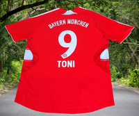 GERMAN BUNDESLIGA BAYERN MUNICH 2007-2009 TREBLE SHIRT TOP GOAL SCORER LUCA TONI 9 HOME ADIDAS JERSEY SHIRT TRIKOT XL  # 688134