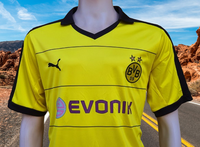 GERMAN BUNDESLIGA BORUSSIA DORTMUND FC 2015-2016 PULISIC 22 HOME PUMA JERSEY SHIRT TRIKOT LARGE # 740362