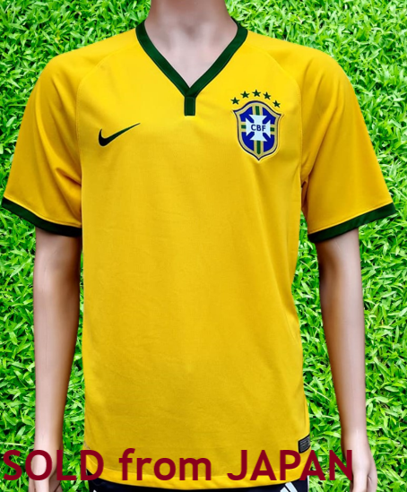 BRAZIL 2014 FIFA WORLD CUP 4TH PLACE HOME JERSEY NIKE SHIRT CAMISA MEDIUM # 575280-703 SOLD !!