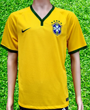 BRAZIL 2014 FIFA WORLD CUP 4TH PLACE HOME JERSEY NIKE SHIRT CAMISA MEDIUM # 575280-703