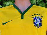 BRAZIL 2014 FIFA WORLD CUP 4TH PLACE HOME NIKE JERSEY SHIRT CAMISA SMALL # 575280-703