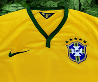 BRAZIL 2014 FIFA WORLD CUP 4TH PLACE HOME NIKE JERSEY SHIRT CAMISA SMALL # 575280-703