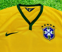 BRAZIL 2014 FIFA WORLD CUP 4TH PLACE HOME JERSEY NIKE SHIRT CAMISA MEDIUM # 575280-703