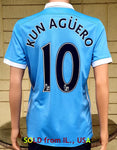 ENGLISH PREMIER MANCHESTER CITY FC 2015-16 LEAGUE CUP CHAMPION TOP GOALSCORER KUN AGUERO 10 HOME NIKE JERSEY SHIRT M  # 658886 -489  SOLD !!!