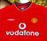 ENGLISH PREMIER MANCHESTER UNITED FC 2000-01 FA LEAGUE CHAMPION HOME UMBRO JERSEY SHIRT LARGE