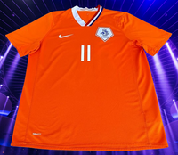 NETHERLANDS 2008 EURO QUARTER FINALS ARJEN ROBBEN  11 HOME JERSEY NIKE SHIRT VOETBAL LARGE # 265674-815