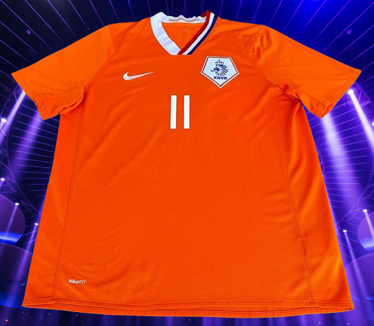 NETHERLANDS 2008 EURO QUARTER FINALS ARJEN ROBBEN 11 HOME JERSEY NETHERLANDS 2008 EURO QUARTER FINALS ARJEN ROBBEN 11 HOME JERSEY