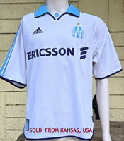 FRENCH LIGUE OLYMPIQUE MARSEILLE 1999-2000 ADIDAS JERSEY MAILLOT SHIRT  MEDIUM  SOLD!!