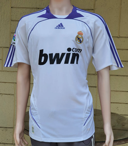 SPANISH LA LIGA REAL MADRID 2007-2008 LA LIGA CHAMPION JERSEY ADIDAS RAUL 7 HOME SHIRT CAMISETA L