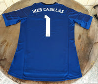 SPANISH LA LIGA REAL MADRID 2014-2015 FIFA CLUB WORLD CUP CHAMPION JERSEY ADIDAS CASILLAS 1 GOALKEEPER  SHIRT CAMISETA L