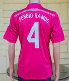 SPANISH LA LIGA REAL MADRID 2014-2015 FIFA CLUB WORLD CUP CHAMPION JERSEY ADIDAS SERGIO RAMOS 4 AWAY SHIRT CAMISETA L