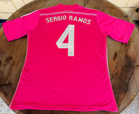SPANISH LA LIGA REAL MADRID 2014-2015 FIFA CLUB WORLD CUP CHAMPION JERSEY ADIDAS SERGIO RAMOS 4 AWAY SHIRT CAMISETA L