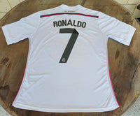 SPANISH LA LIGA REAL MADRID 2014-2015 FIFA CLUB WORLD CUP CHAMPION JERSEY ADIDAS RONALDO 7 HOME SHIRT CAMISETA S