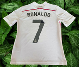 SPANISH LA LIGA REAL MADRID 2014-2015 UEFA SUPER CUP & FIFA CLUB WORLD CUP CHAMPION RONALDO 7 JERSEY ADIDAS SHIRT CAMISETA 13-14 YRS # F49664