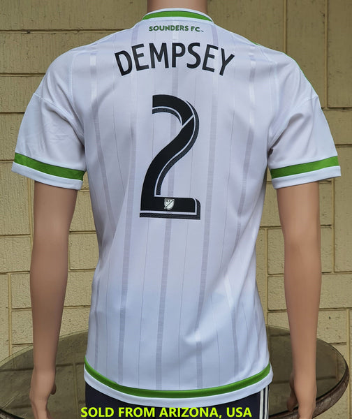 USA MLS SEATTLE SOUNDERS 2015 CASCADIA CUP CHAMPION DEMSEY 2 JERSEY ADIZERO AWAY SHIRT MEDIUM CODE# AA3532   SOLD!!