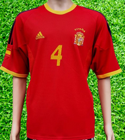 SPAIN 2002 HOME JERSEY MEMORABILIA PEP GUARDIOLA 4 HOME JERSEY ADIDAS SHIRT CAMISETA LARGE # 298547