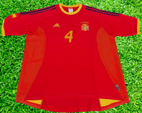 SPAIN 2002 HOME JERSEY MEMORABILIA PEP GUARDIOLA 4 HOME JERSEY ADIDAS SHIRT CAMISETA LARGE # 298547