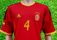 SPAIN 2002 HOME JERSEY MEMORABILIA PEP GUARDIOLA 4 HOME JERSEY ADIDAS SHIRT CAMISETA LARGE # 298547