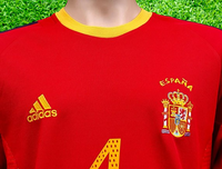 SPAIN 2002 HOME JERSEY MEMORABILIA PEP GUARDIOLA 4 HOME JERSEY ADIDAS SHIRT CAMISETA LARGE # 298547