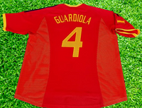 SPAIN 2002 HOME JERSEY MEMORABILIA PEP GUARDIOLA 4 HOME JERSEY ADIDAS SHIRT CAMISETA LARGE # 298547