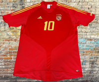 SPAIN 2004 EURO QUARTER-FINALS MOREINTES 10 HOME JERSEY ADIDAS SHIRT CAMISETA  LARGE  # 348273