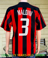 ITALIAN CALCIO AC MILAN 2003-04 SERIE-A & UEFA SUPER CUP CHAMPION LEGENDARY MALDINI 3 JERSEY ADIDAS SHIRT MAGLIA LARGE/ CODE # 022245