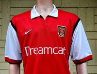 ENGLISH PREMIER ARSENAL FC 1999-2000  FA CHARITY SHIELD CHAMPION & UEFA RUNNERS-UP BERGKAMP 10 JERSEY NIKE HOME SHIRT CAMISETA LARGE