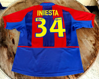 SPANISH LA LIGA BARCELONA FC 2002-2003 UEFA CHAMPIONS LEAGUE QUARTER FINALS VINTAGE INIESTA 34 JERSEY NIKE SHIRT 