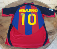 SPANISH LA LIGA BARCELONA FC 2003-2004 LA LIGA 2ND LEGENDARY RONALDINHO 10 JERSEY NIKE SHIRT CAMISETA MEDIUM