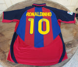 SPANISH LA LIGA BARCELONA FC 2003-2004 LA LIGA 2ND LEGENDARY RONALDINHO 10 JERSEY NIKE SHIRT CAMISETA MEDIUM