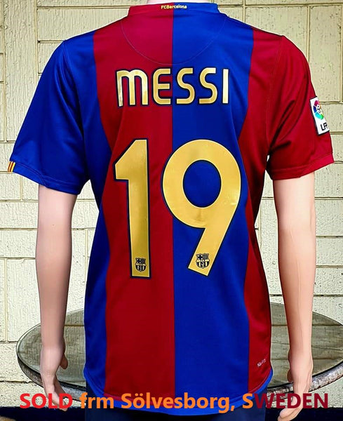 SPANISH LA LIGA BARCELONA FC 2006-2007 SUPERCOPA DE ESPANA MESSI 19 JERSEY NIKE AWAY SHIRT CAMISETA MEDIUM CODE # 146980-426  OUT OF STOCK