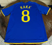 BRAZIL 2008-2010 WORLD CUP IN SOUTH AFRICA AWAY KAKA 8 JERSEY SIZE LARGE / code # 258950-493