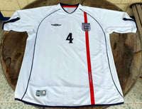 ENGLAND 2001-2002 WORLD CUP QUARTER FINALS HOME SHIRT GERRARD 4 UMBRO JERSEY EXTRA LARGE 