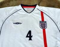 ENGLAND 2001-2002 WORLD CUP QUARTER FINALS HOME SHIRT GERRARD 4 AUTHENTIC UMBRO JERSEY EXTRA LARGE