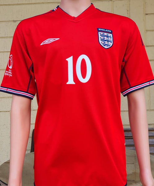 Retro England Red England Football Shirt 2002 Match Issue Worn