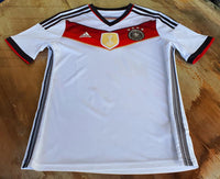 GERMANY 2014 WORLD CUP CHAMPION 4TH TITLE IN BRAZIL HOME JERSEY ADIDAS SHIRT TRIKOT MEMORABILIA COLLECTIBLE 13-14 YRS OLD YOUTH or WOMEN / CODE # M35023  SOLD OUT!