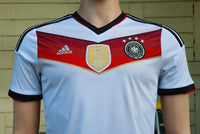 GERMANY 2014 WORLD CUP CHAMPION 4TH TITLE IN BRAZIL AWAY JERSEY ADIDAS  CLIMACOOL SHIRT TRIKOT MEMORABILIA SMALL SOLD OUT!!!