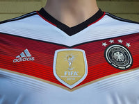 GERMANY 2014 WORLD CUP CHAMPION 4TH TITLE IN BRAZIL HOME JERSEY ADIDAS SHIRT TRIKOT MEMORABILIA COLLECTIBLE 13-14 YRS OLD YOUTH or WOMEN / CODE # M35023  SOLD OUT!